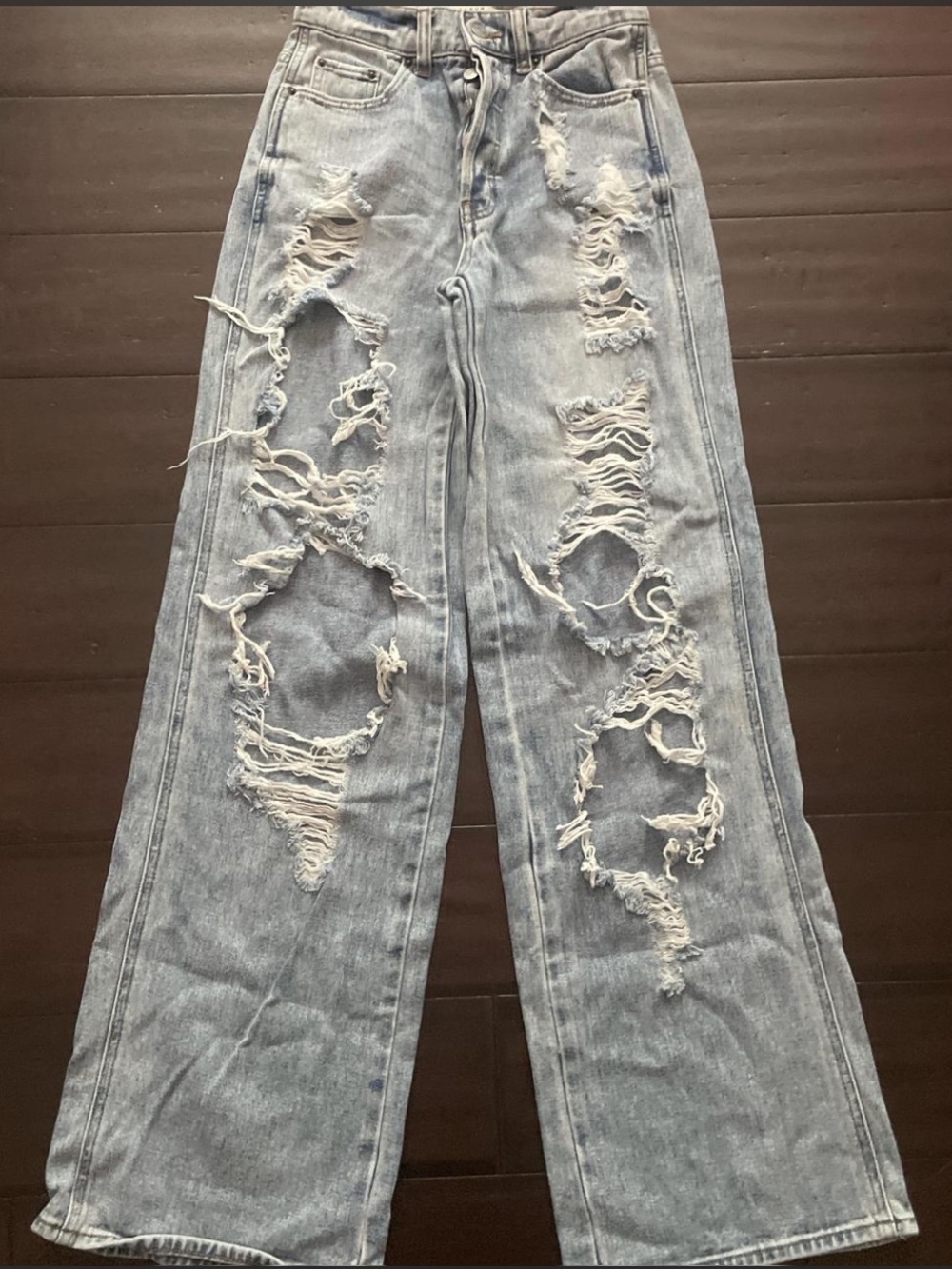 PacSun Light Blue Distressed Wide Leg Jeans